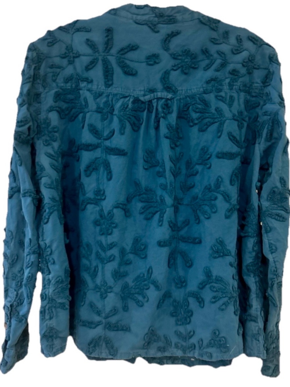 Anthropologie Pilcro Whitney Teal Textured Trapeze Button Front Top - Picture 3 of 11
